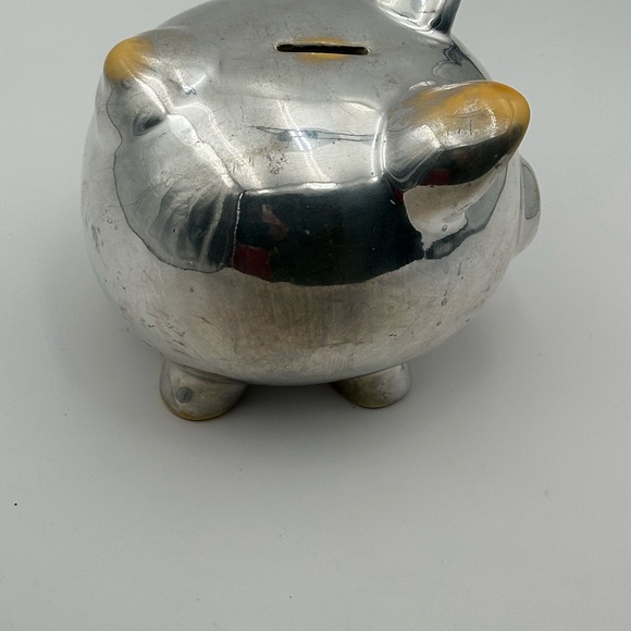 Chrome  Metal: Ceramic Weekend Piggy Coin Bank 8x7” - Picture 6 of 6